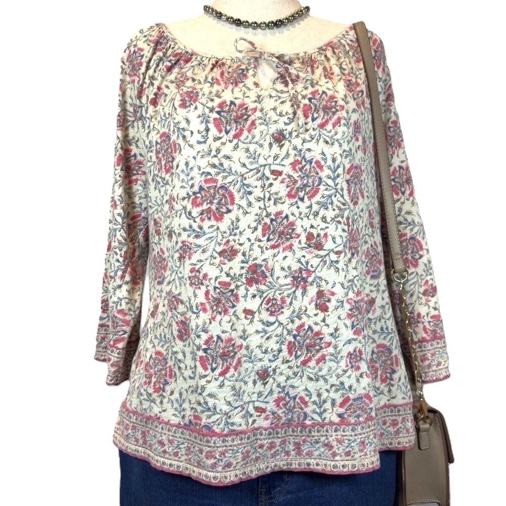Lauren Ralph Lauren Embroidered Peasant Blouse Women's XL Boho Romantic Top